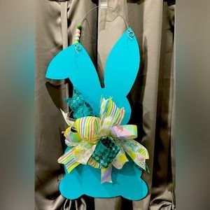 Easter Bunny Door Hanger in a pretty aqua color.